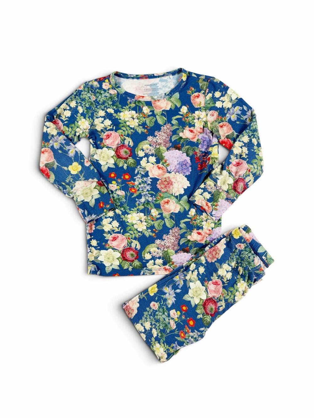 Posh Peanut Floral Bamboo Long Sleeve Pajama Set Blue size 6